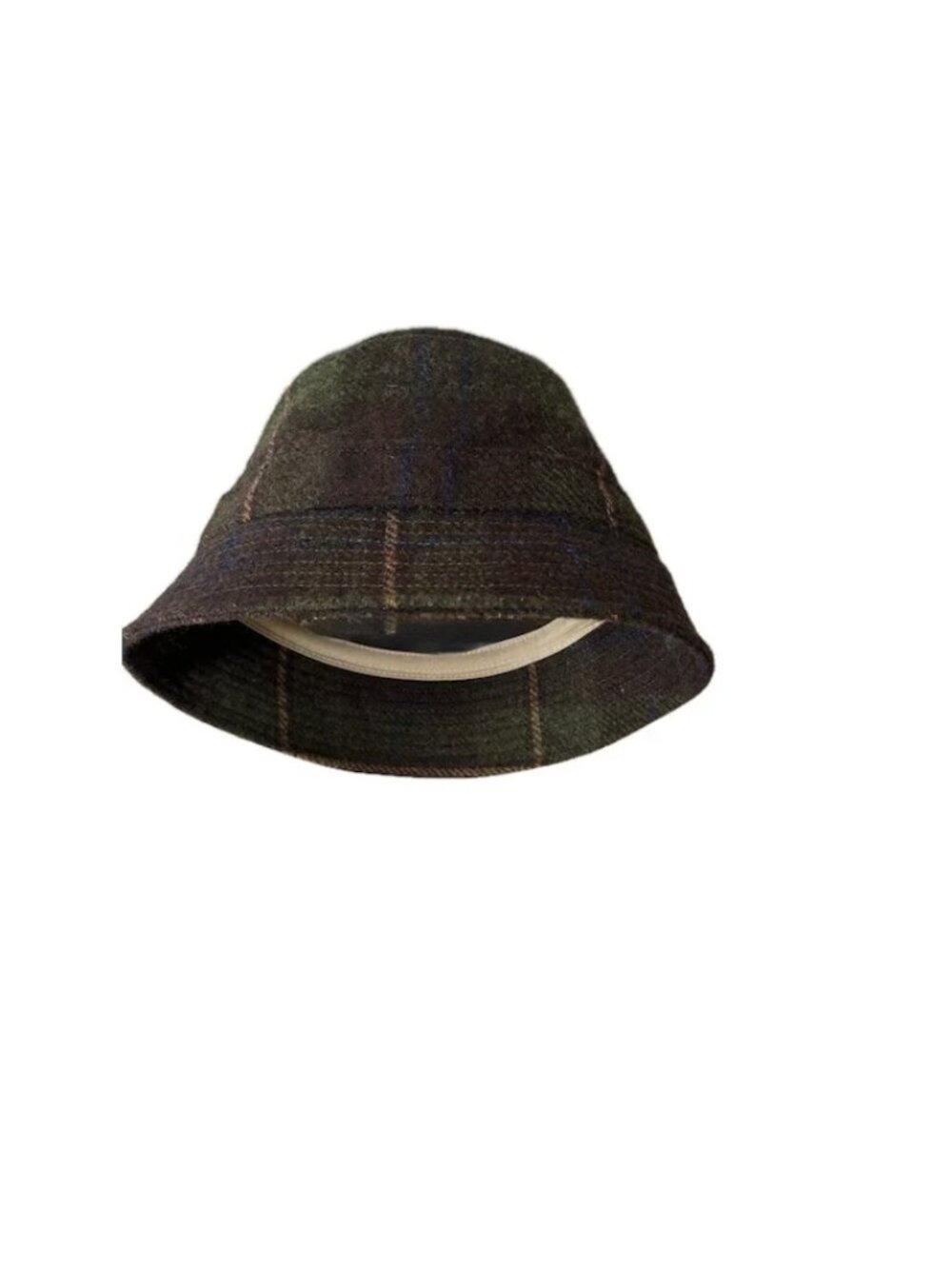 J. Crew Wool Plaid Bucket Hat Womens Size S/M Sage Green, Tan EUC